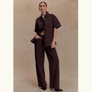 Meshki Chocolate Brown Straight-Leg Pants